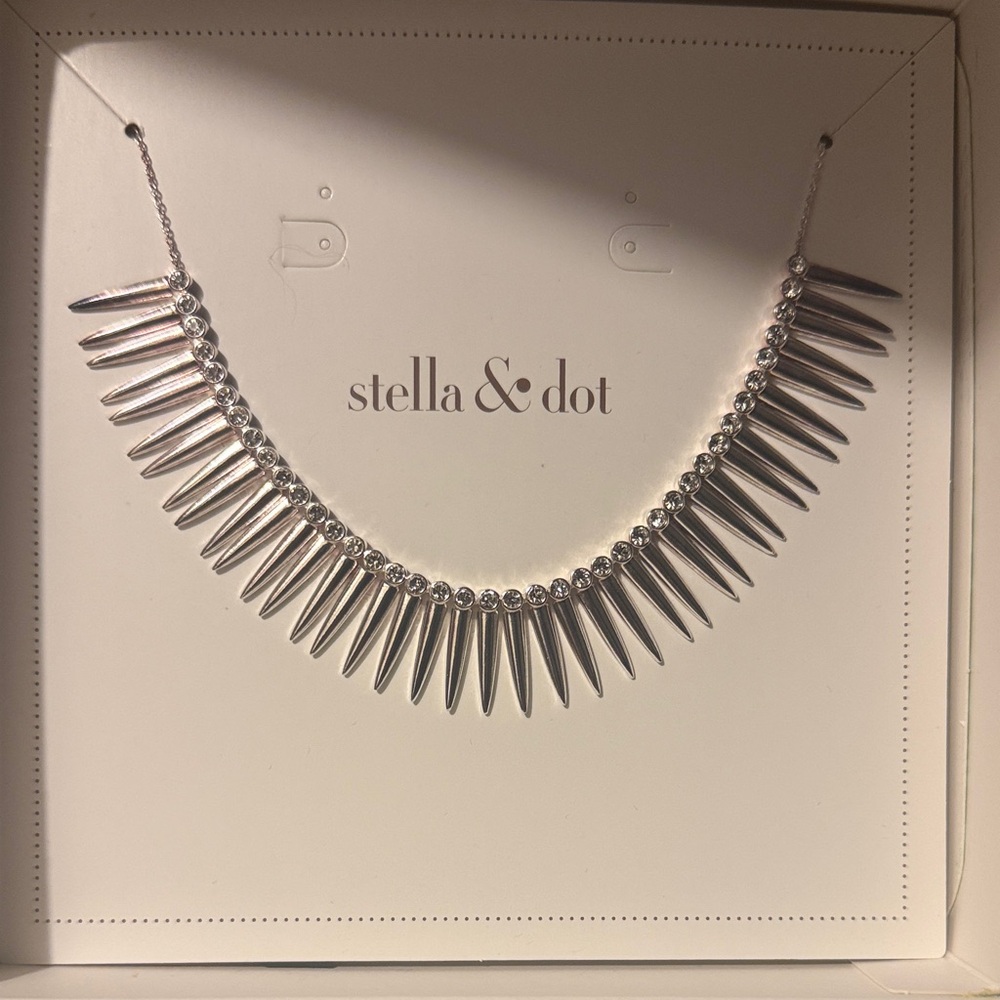 Stella & Dot Silver Spike Bib Necklace